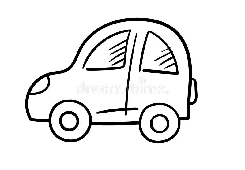 Ilustracja ukazująca uroczy samochód z pudlem.