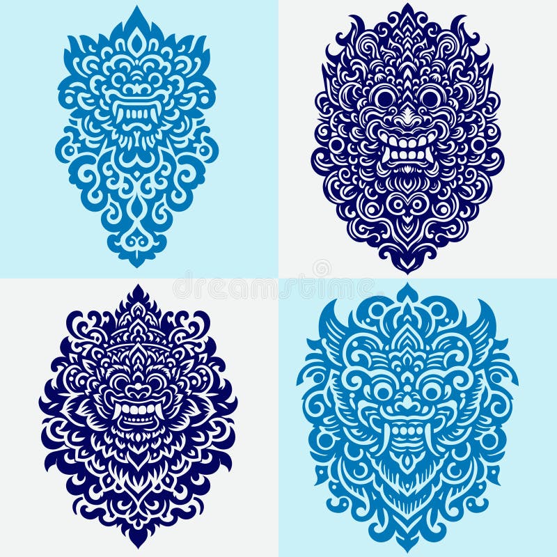 Ilustracja wektora balijskiego wzorca ilustracji barong. idealny do projektowania druku ilustracji