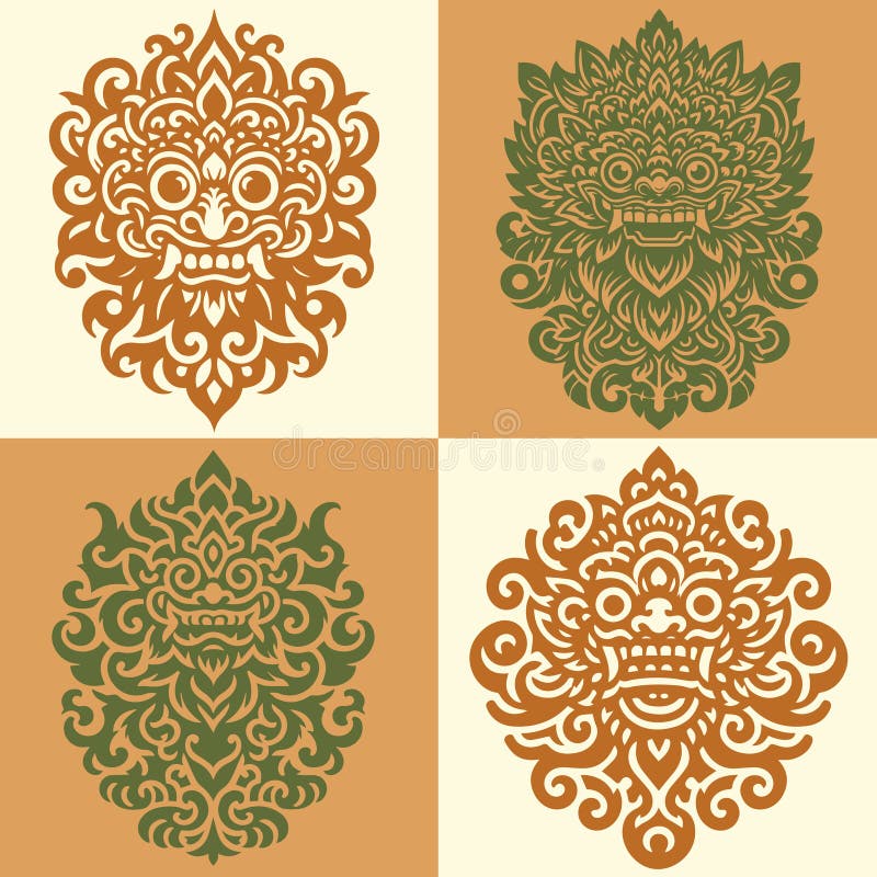 Ilustracja wektora balijskiego wzorca ilustracji barong. idealny do projektowania koszulki ilustracji