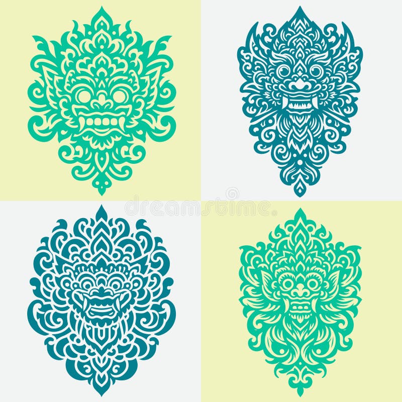 Ilustracja wektora balijskiego wzorca ilustracji barong. idealny do projektowania tatuaży royalty ilustracja