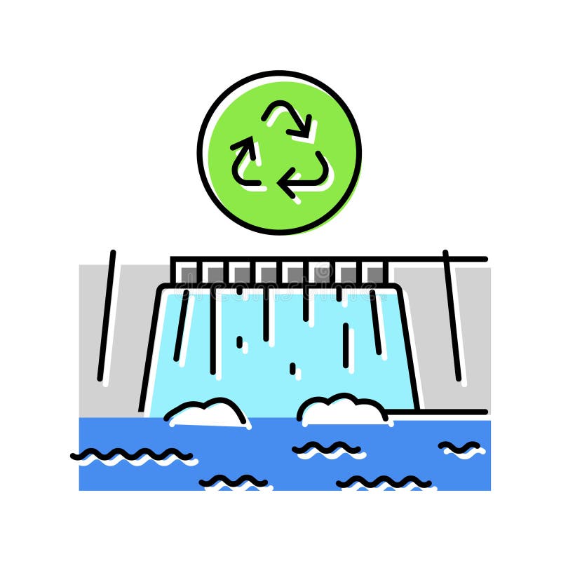 Ilustracja wektora barw zasilania hydroelektrycznego źródła energii czystej ilustracji
