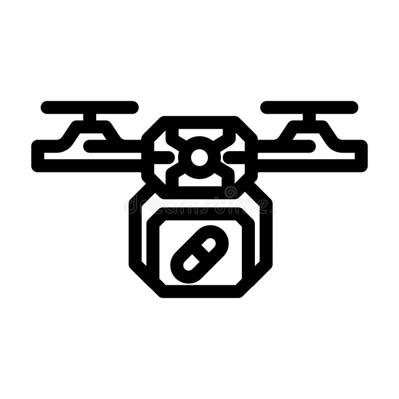 Ilustracja wektora ikony linii innowacji w opiece zdrowotnej nad dronem medycznym royalty ilustracja