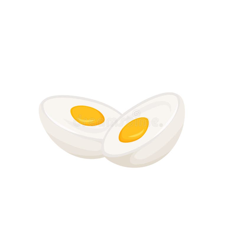 Boiled eggs cartoon vector illustration. Healthy food chicken flat color object. Good nutrition. Source of protein, fats and vitamins isolated on white background. Boiled eggs cartoon vector illustration. Healthy food chicken flat color object. Good nutrition. Source of protein, fats and vitamins isolated on white background