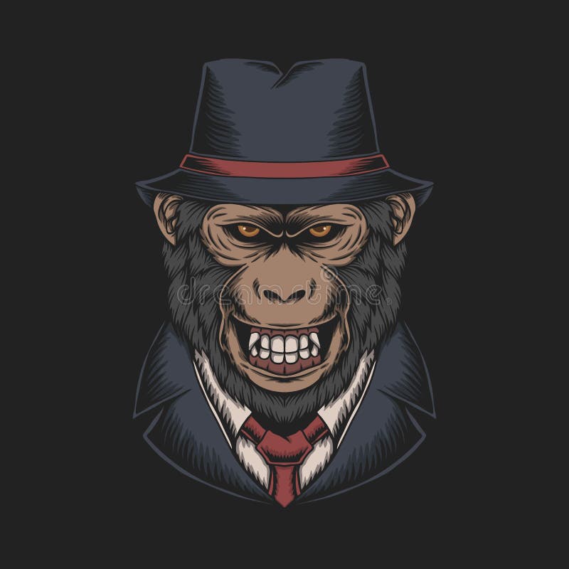 Ilustracja wektora małpy mafii ilustracji