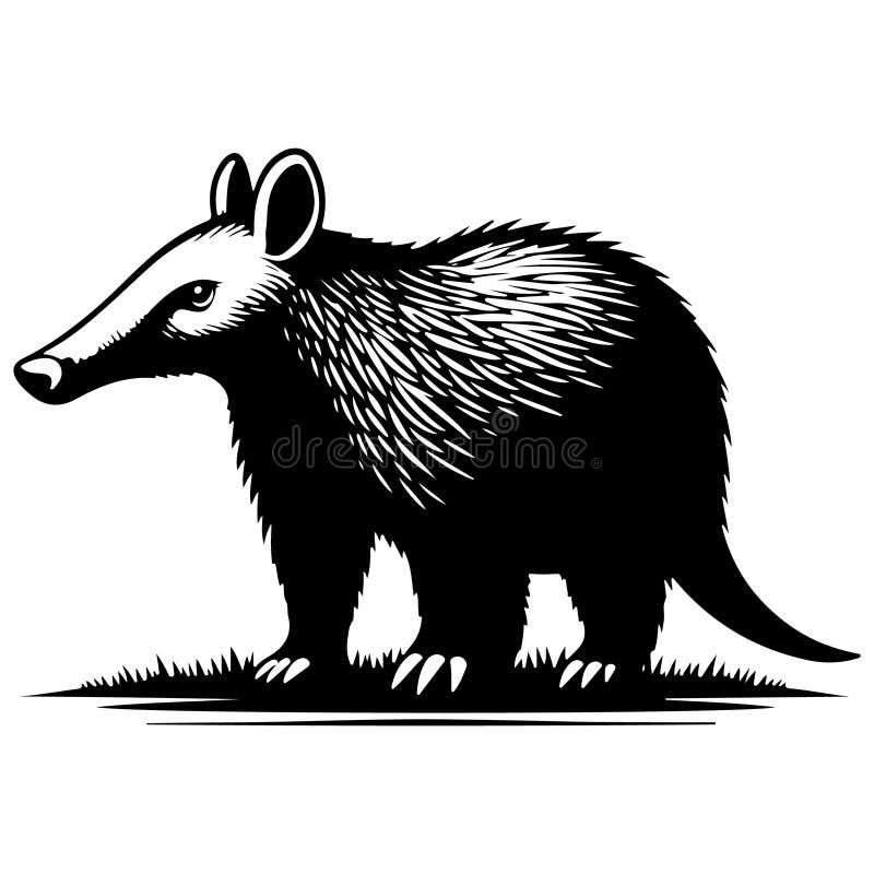 Ilustracja wektorowa aardvark urocza grafika rysunkowa zwierzęca projekt wyizolowany na biało ilustracji