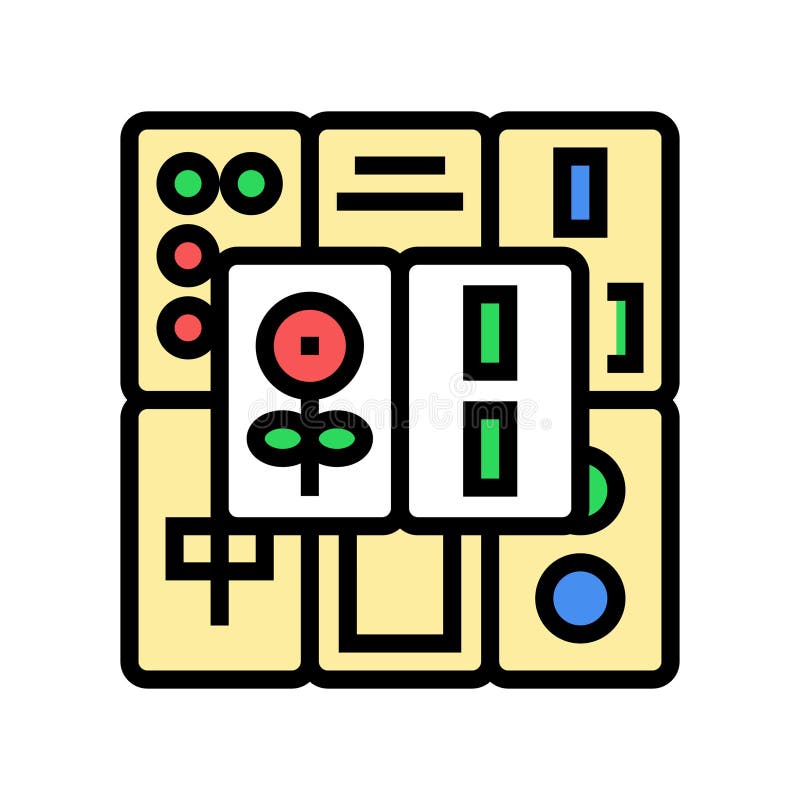 Ilustracja wektorowa ikony koloru tablicy płytek mahjong. Wektor kolorów tabeli płyt głównych mahjong. tablica mahjong. ilustracja symbolu izolowanego