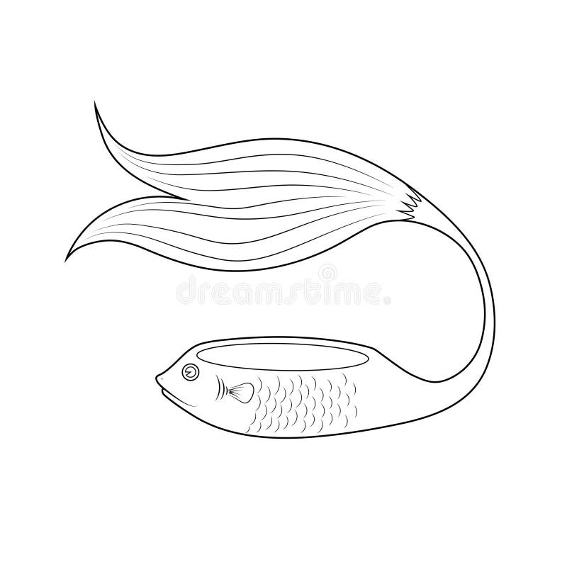 Ilustracja wektorowa ryba rysująca z linią ilustracji