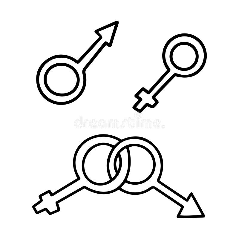 Ilustracja wektorowa Symbole męskie i żeńskie rysowane ręcznie Objawy płci Czarno-biały element do projektowania konturów walenty ilustracji Ilustracja wektorowa Symbole męskie i żeńskie rysowane ręcznie Objawy płci Czarno-biały element do projektowania konturów walenty ilustracji