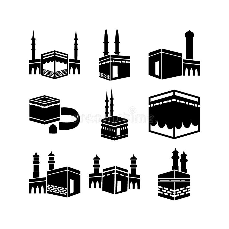 Ilustracja wektorowa symbolu symbolu odizolowanego symbolu kaaba. Ikona kaaba lub logo symbol symbol symbol wektor ilustracja wysokiej jakości ikony wektora czarnego
