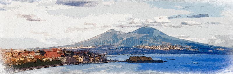 ilustracja Zatoka Naples, Włochy ilustracji ilustracja Zatoka Naples, Włochy ilustracji