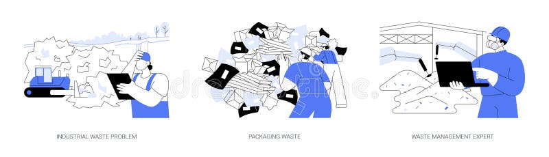 Ilustracje wektorowe abstrakcyjnej koncepcji utylizacji odpadów w zakładzie. ilustracja wektor