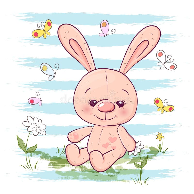 Ilustracyjni poczt?wkowi ?liczni mali zaj?c kwiaty, motyle i Drukuje na odzie?owego i dzieci pokoju ilustracja wektor Ilustracyjni poczt?wkowi ?liczni mali zaj?c kwiaty, motyle i Drukuje na odzie?owego i dzieci pokoju ilustracja wektor