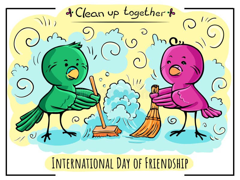 Ilustracyjny Międzynarodowy dzień przyjaźń ptaki czyści u