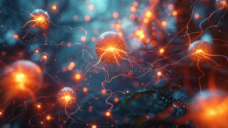 Ilustrar una red de mentes conectadas a través de una plataforma digital de salud mental cada nodo brillando con calor y actividad stock de ilustración