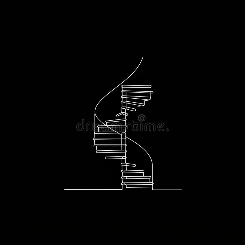 Ilustrare abstractă a unei scări spirale create cu linii albe minimaliste pe o scară royalty free illustration