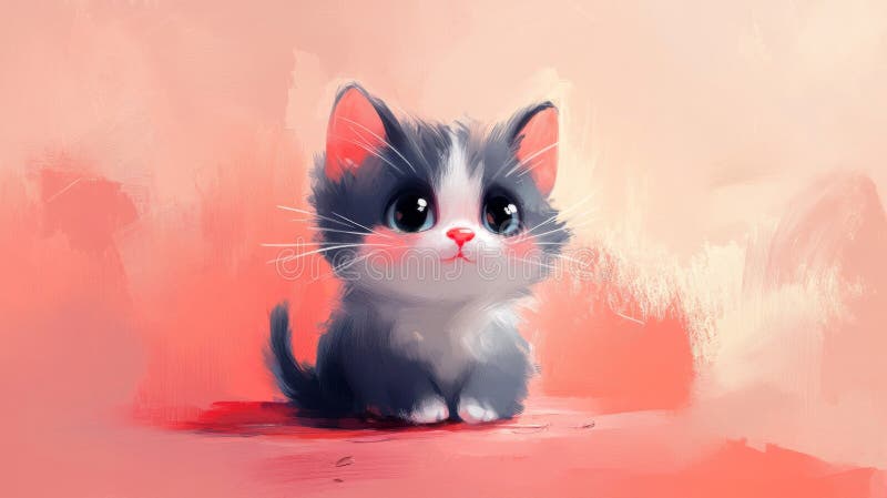 Ilustrare adorabilă Gri și Pisicuță Albă vector illustration