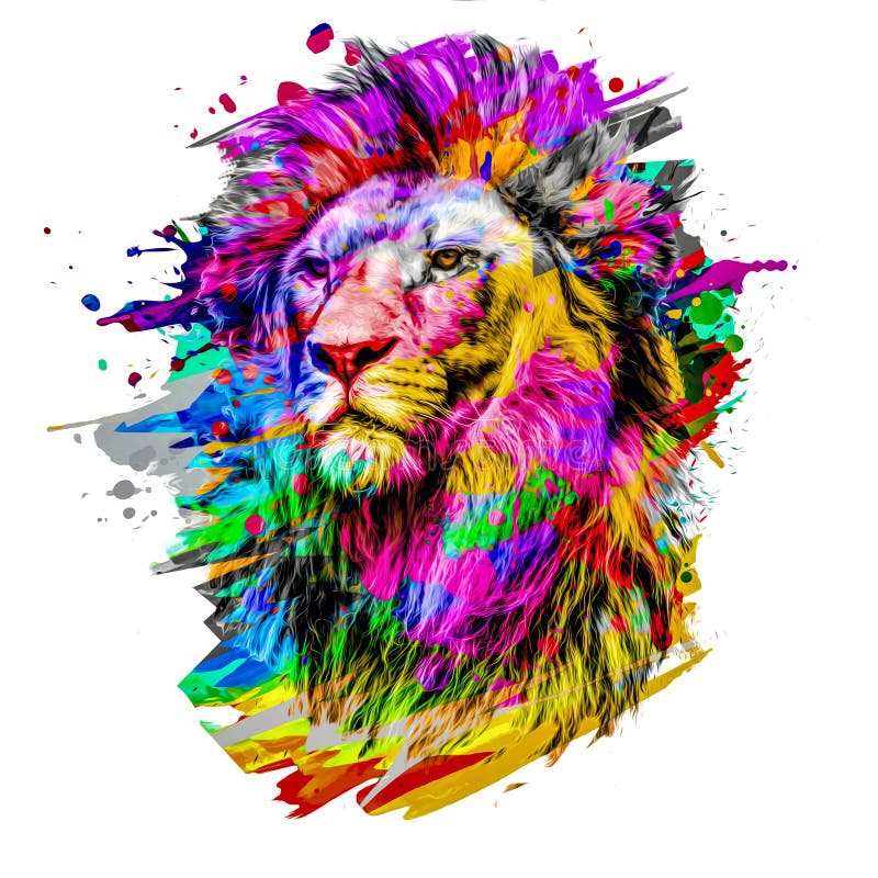 Ilustrare creativă abstractă cu leul colorat royalty free stock image