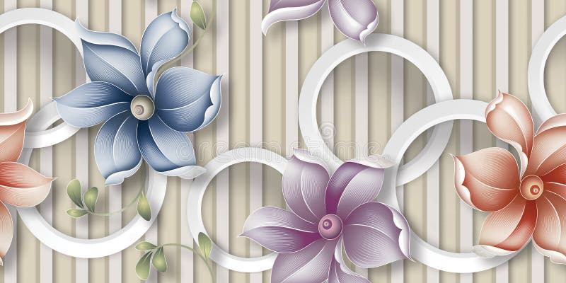 Ilustrare 3d frumoasă floarea tapetului din sufragerie și hârtie circulară fără sudură, circulară, de calitate superioară, pentru vector illustration
