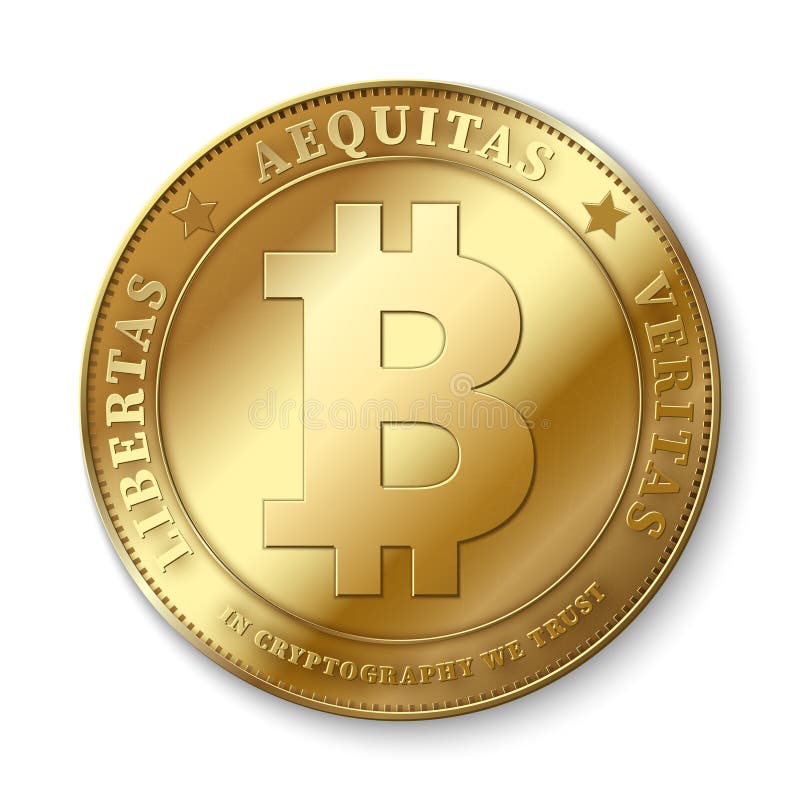 Ilustrare 3d realistă a vectorului monedei bitcoin de aur pentru conceptul de bancă netă de fintech și de blockchain royalty free illustration