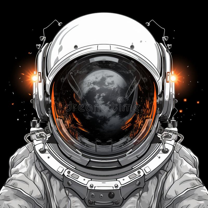 Ilustrare hiperdetaliată a astronautului lunar cu cască strălucitoare vector illustration
