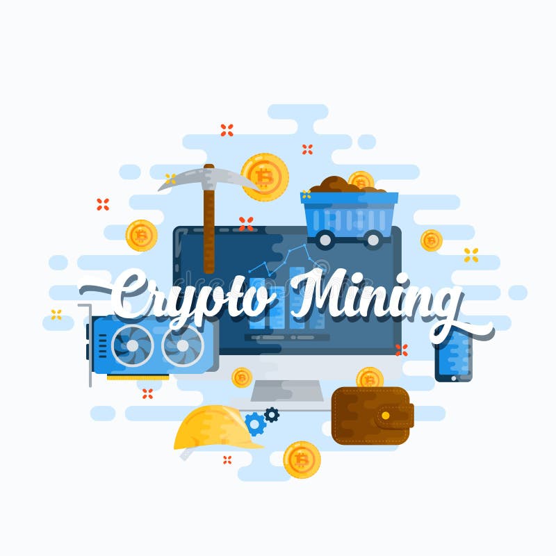 Ilustrare modernă a extragerii în formă abstractă a extragerii în criptomonedă. instrumente de extragere a monedei digitale bitcoi stock illustration