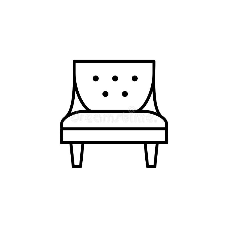 Ilustrare vectorială alb-negru a fotoliului de epocă confortabil cu spătar înalt. pictograma pentru scaunul din braț. tapițerie vector illustration