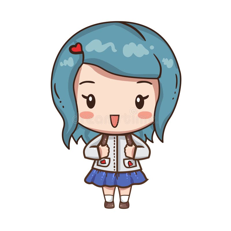 Ilustrare vectorială a caracterelor chibi drăguțe izolate pe fond alb. vector illustration