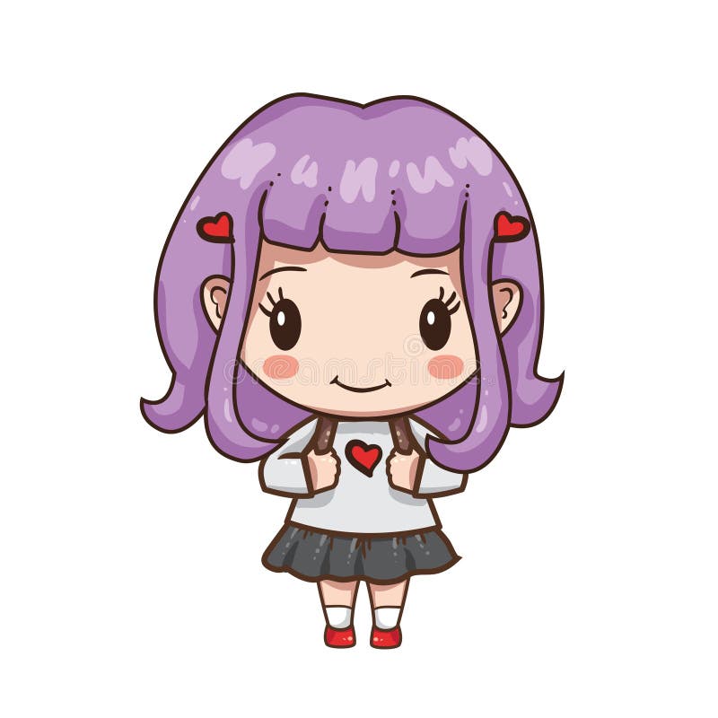 Ilustrare vectorială a caracterelor chibi drăguțe izolate pe fond alb. stock illustration