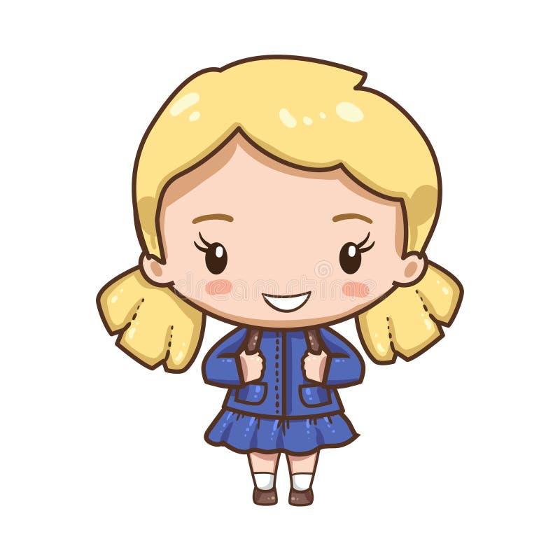 Ilustrare vectorială a caracterelor chibi drăguțe izolate pe fond alb. stock illustration