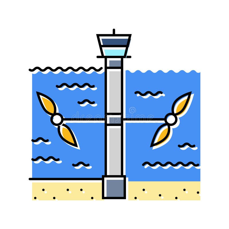 Ilustrare vectorială a culorii de putere tidală a generatorului curent royalty free illustration