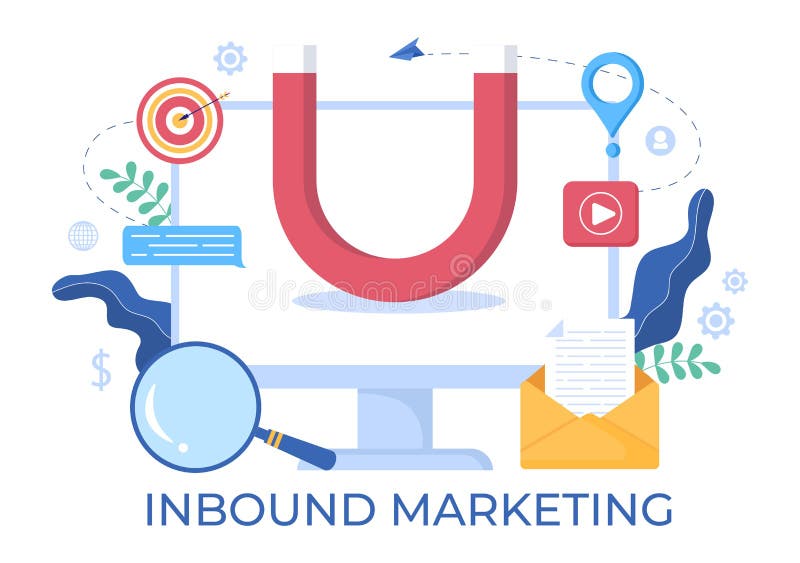 Ilustrare vectorială de business de marketing cu design magnet pentru atragerea clienților offline sau online pentru web sau poste vector illustration