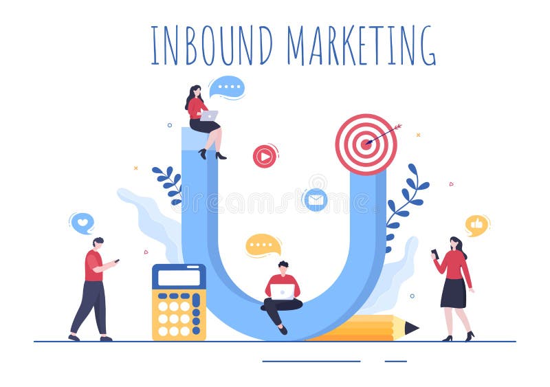 Ilustrare vectorială de business de marketing cu design magnet pentru atragerea clienților offline sau online pentru web sau poste stock illustration