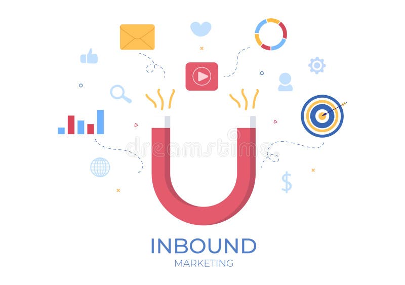 Ilustrare vectorială de business de marketing cu design magnet pentru atragerea clienților offline sau online pentru web sau poste stock illustration
