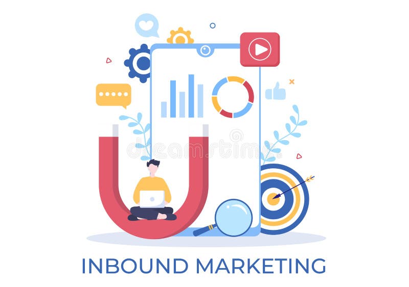 Ilustrare vectorială de business de marketing cu design magnet pentru atragerea clienților offline sau online pentru web sau poste stock illustration