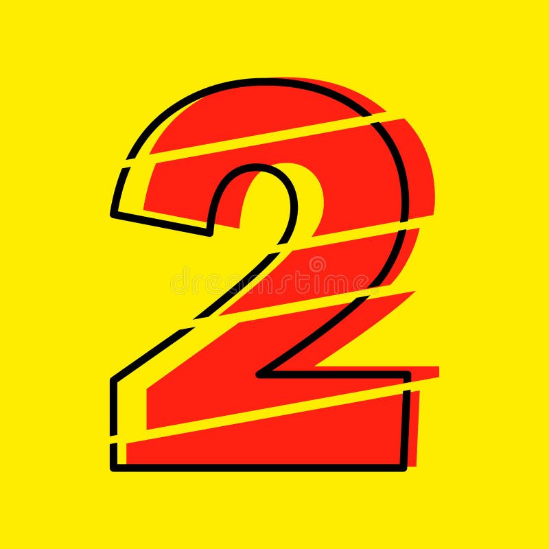 Ilustrare vectorială de design cu două numere roșu strălucitor. stil linie plată în linie orizontală vectorială numerală royalty free illustration