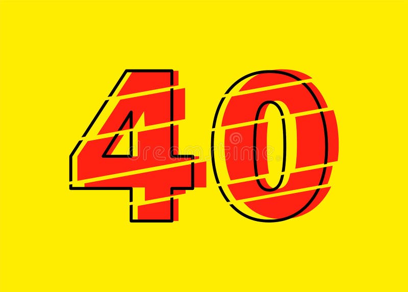 Ilustrare vectorială de design cu 40 de numere roșu strălucitor. stil linie plată în linie orizontală vectorială numerală royalty free illustration