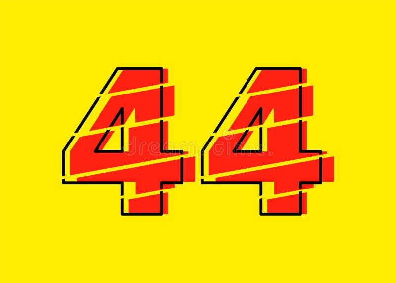 Ilustrare vectorială de design cu 44 de numere roșu strălucitor. stil linie plată în linie orizontală vectorială numerală stock illustration