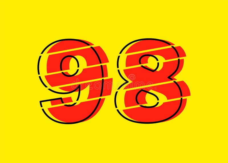 Ilustrare vectorială de design a numerelor Glitch Red 98. stil linie plată în linie orizontală vectorială numerală royalty free illustration