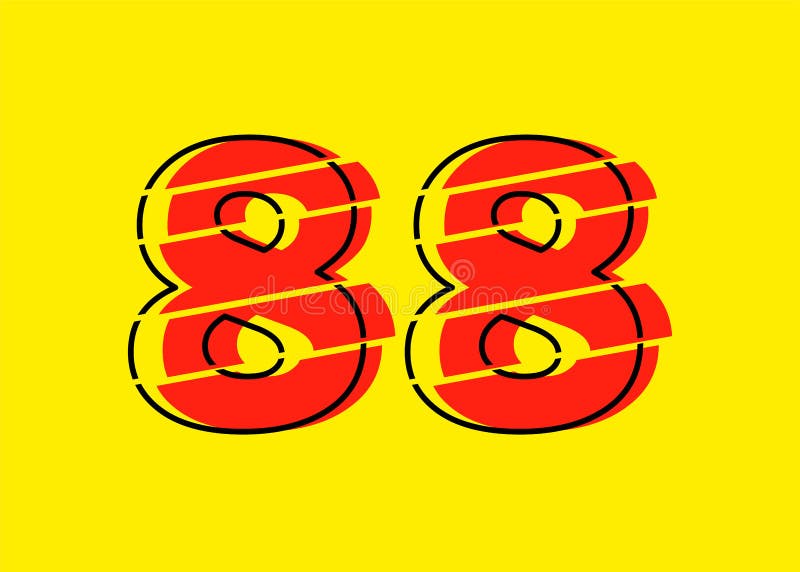 Ilustrare vectorială de design a numerelor 88 roșu strălucitor. stil linie plată în linie orizontală vectorială numerală royalty free illustration