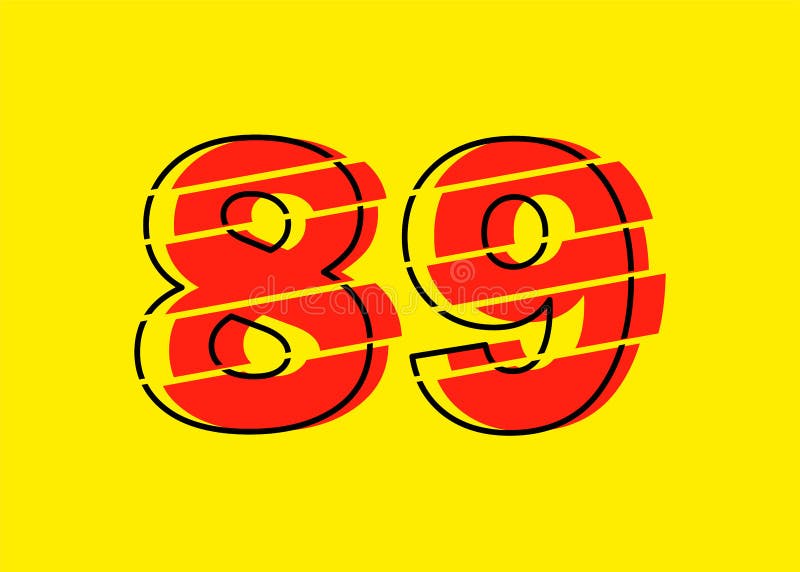 Ilustrare vectorială de design a numerelor 89 roșu strălucitor. stil linie plată în linie orizontală vectorială numerală royalty free illustration