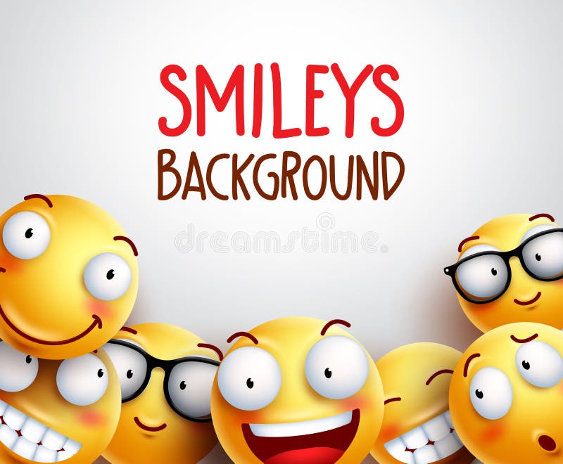Ilustrare vectorială de fundal Smileys. emoticoni galbeni stock illustration
