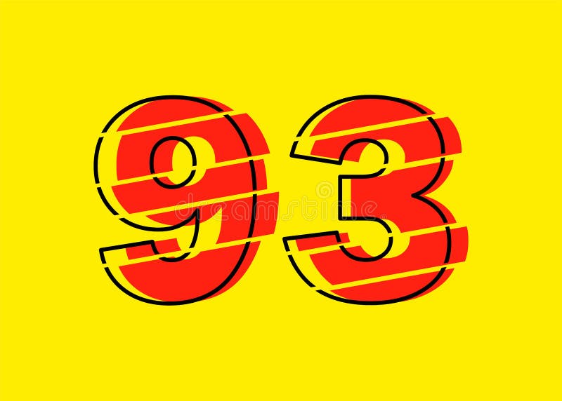 Ilustrare vectorială de proiectare a numerelor Glitch Red 93. stil linie plată în linie orizontală vectorială numerală vector illustration
