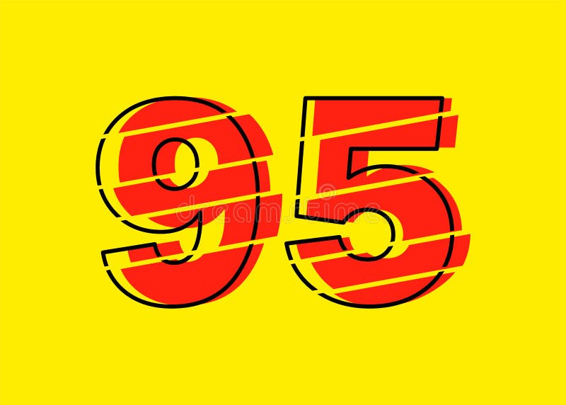 Ilustrare vectorială de proiectare a numerelor Glitch Red 95. stil linie plată în linie orizontală vectorială numerală royalty free illustration
