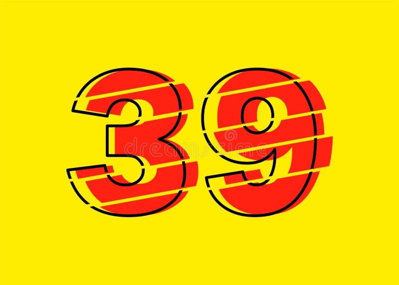 Ilustrare vectorială de proiectare a numerelor Glitch roșu 39 modernă. stil linie plată în linie orizontală vectorială numerală royalty free illustration