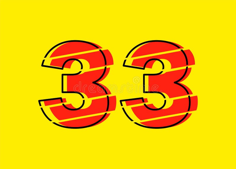 Ilustrare vectorială de proiectare a numerelor Glitch roșu 33. stil linie plată în linie orizontală vectorială numerală royalty free illustration