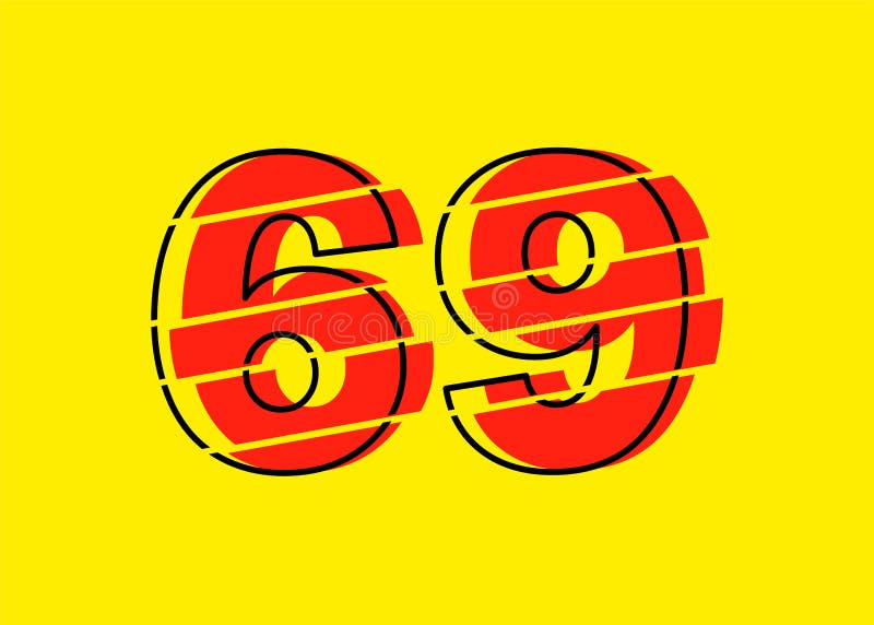 Ilustrare vectorială de proiectare a numerelor Glitch roșu 69. stil linie plată în linie orizontală vectorială numerală vector illustration