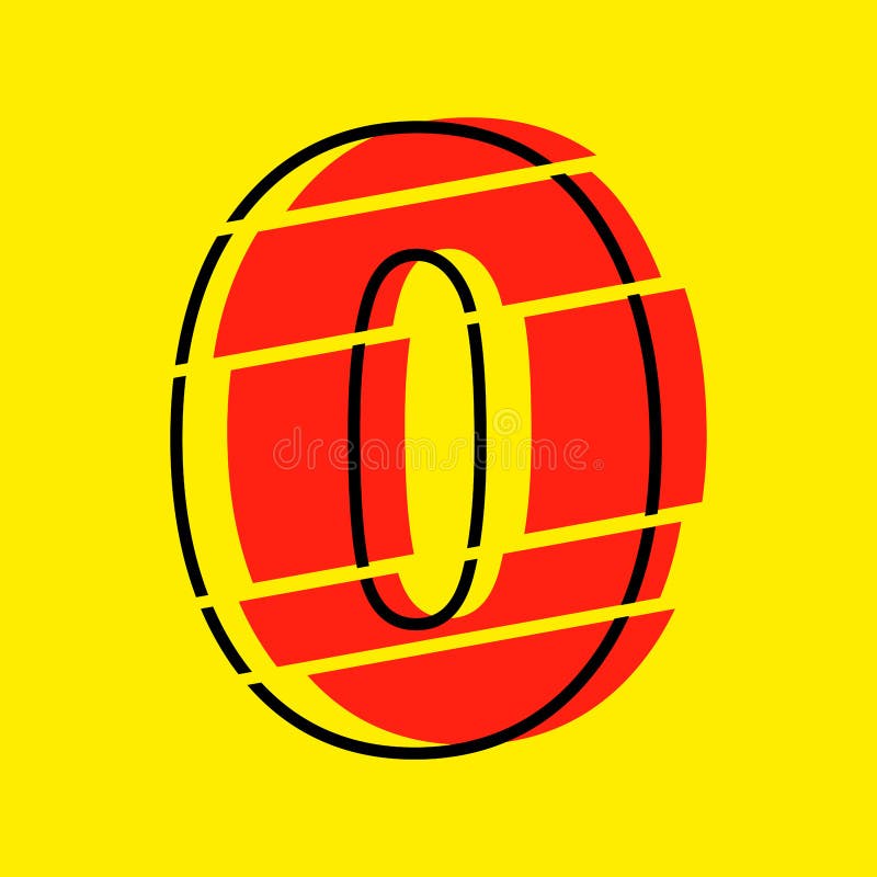 Ilustrare vectorială de proiectare a numerelor radială roșie 0. stil linie plată în linie orizontală vectorială numerală royalty free illustration