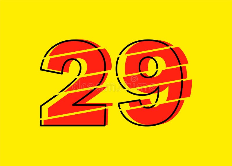 Ilustrare vectorială de proiectare a numerelor roșu strălucitor 29. stil linie plată în linie orizontală vectorială numerală royalty free illustration