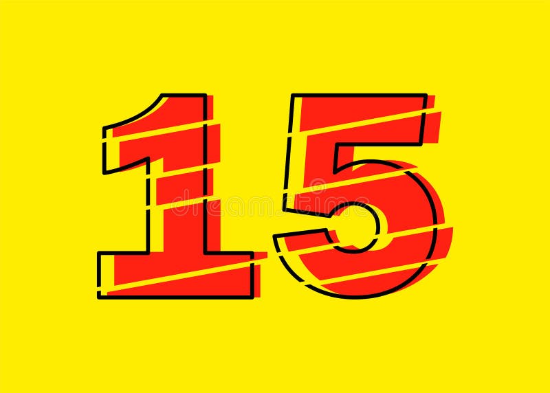 Ilustrare vectorială de proiectare a numerelor roșu strălucitor 15. stil linie plată în linie orizontală vectorială numerală royalty free illustration