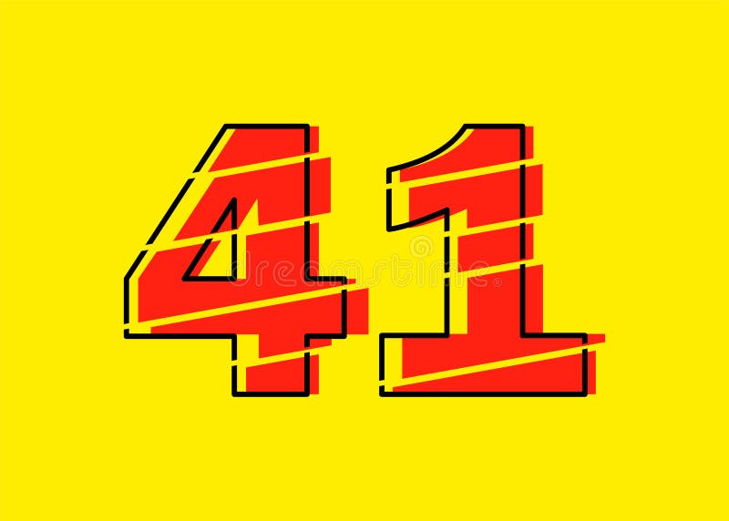 Ilustrare vectorială de proiectare a numerelor roșu strălucitor 41. stil linie plată în linie orizontală vectorială numerală royalty free illustration